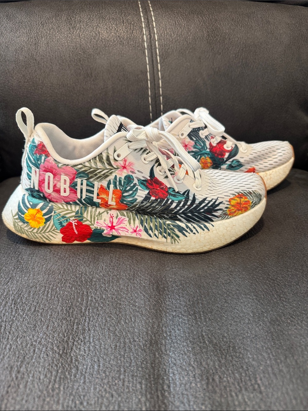 NOBULL Women's White Floral Athletic Trainer with Multicolor Bloom